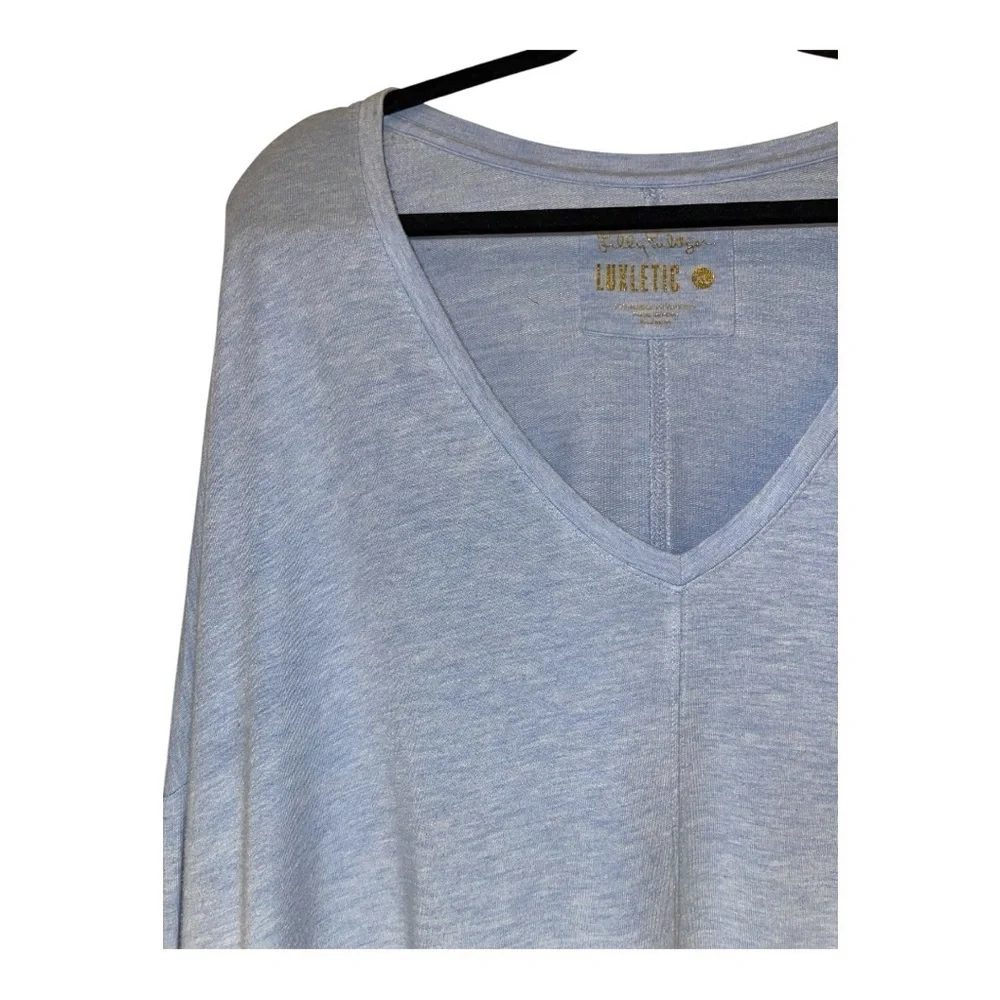 Lilly Pulitzer Light Blue Oversized V-Neck Luxletic Top